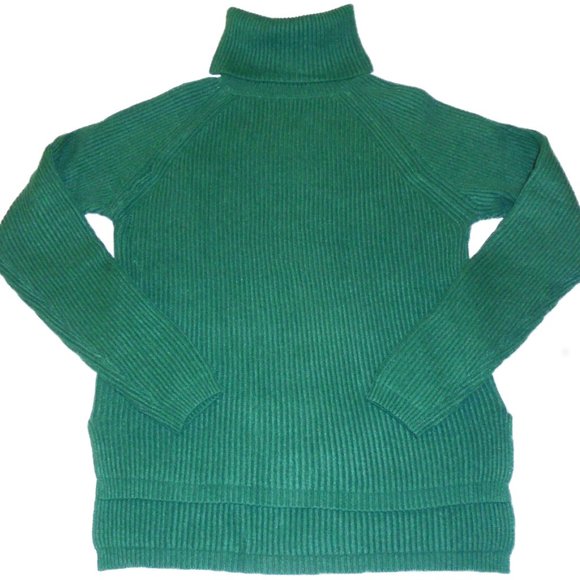 Turtleneck Sweater SMALL ONTT' New Green thick ribbed knit raglan sleeve - Picture 1 of 7